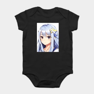 Anime Girl Face is Daydreaming Baby Bodysuit